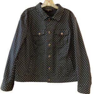 TALBOTS jean jacket size 2x PLUS PETITE NAVY with muted white dots EXCELLENT